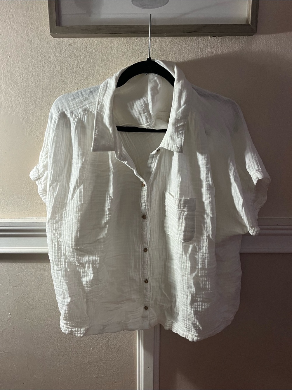 Old Navy White Linen Button-Up Shirt